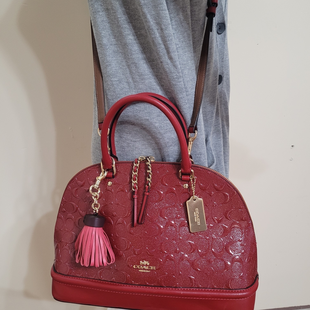 Coach F27598 Singnature Cherry Debossed Satchel Crossbody